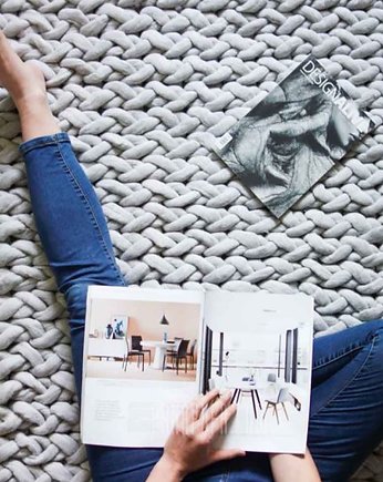 100% wełna Kwadratowy pleciony DYWAN wełniany 200x200 cm, PANAPUFA