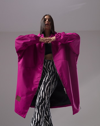 Płaszcz longline hoodie oversize fuksja