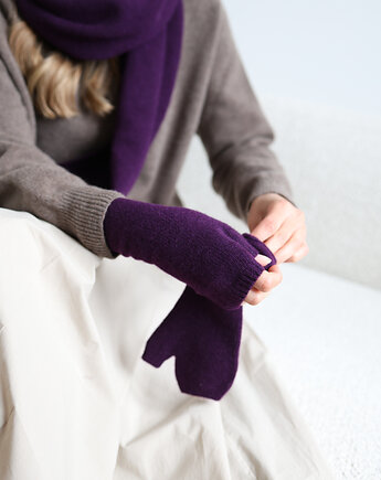 Mitenki Merino&cashmere śliwkowe