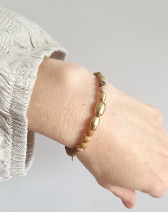 Bransoletka ZEN jaspis obrazkowy, mosiądz, modesign