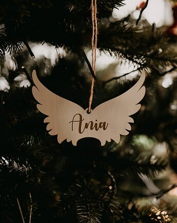 Bombka skrzydła Personalizowane bombki świąteczne na choinkę ze sklejki, smxdsgn
