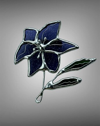 Broszka witrażowa Kwiat Clematis Witraż Tiffany