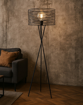Czarna loftowa lampa podłogowa do salonu LIXA LOFT w kolorze czarnym