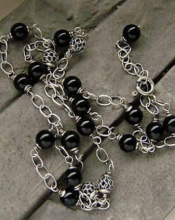 Onyksy z ażurem - naszyjnik, RayOfArt