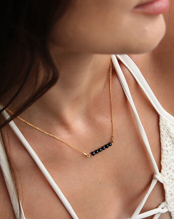 Naszyjnik onyksy srebro 925 pozłacane, Coccola JEWELLERY