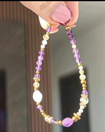 Bransoletka ametyst cytryn kryształ, NESSING handmade
