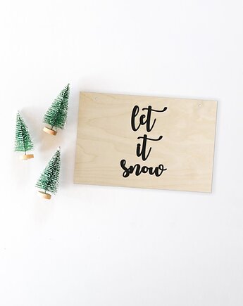 Drewniana tablica dla dzieci LET IT SNOW 20x30 cm, smxdsgn
