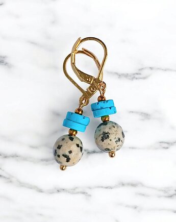 JASPER collection : kolczyki krótkie : jaspis & lawa turkusowa, kaktusia