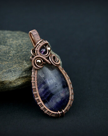 Fluoryt wisiorek wire wrapping