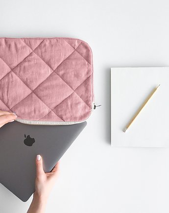Lniane etui na laptopa DUSTY PINK