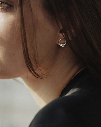 SMOOTH GEMstone circle/ silver earrings
