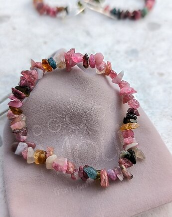 Bransoletka na podwójnej gumce - sieczka turmalin, Moui