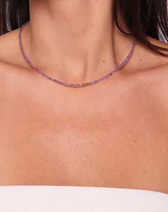 Naszyjnik choker z kamieni naturalnych ametyst