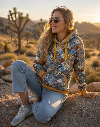 Bluza kangurka "Navajo" z musztardą - unisex