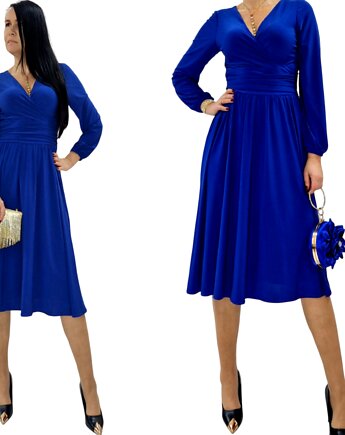 Chabrowa elegancka sukienka midi draperia r 36-56