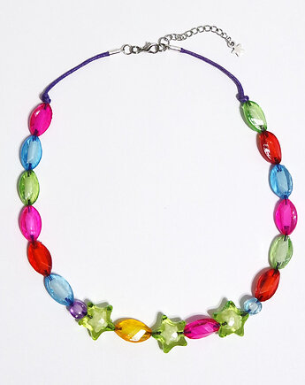 Naszyjnik - Kolorowy, zielone gwiazdki 2, yenoo