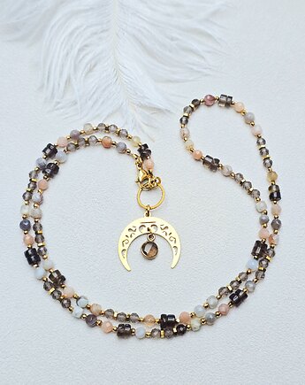 Naszyjnik Lunula z Kwarcem Dymnym, ILEA