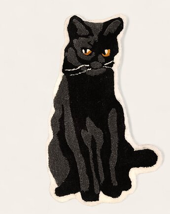 Dywan czarny kot siedzący, miękki, gruby dywan, Cotton Carpet