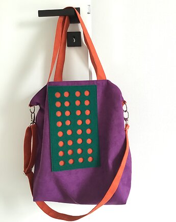 Torba hobo XXL - fiolet, pomarańcz, szmaragd