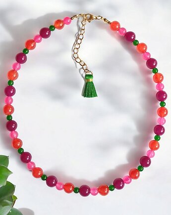 Choker : summer fruits : kolorowy jadeit : choker z kamieni