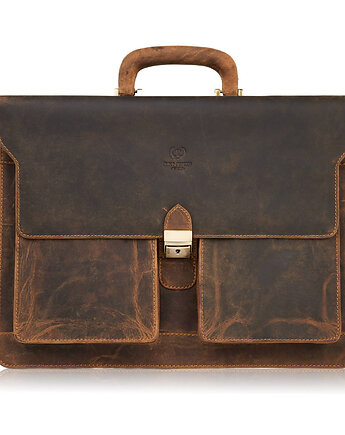 Torba męska na ramię SKÓRZANA DO PRACY AKTÓWKA BRĄZOWA, Paolo Peruzzi