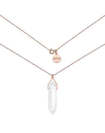 Naszyjnik z dużym kryształem górskim w różowym złoceniu, SOTHO