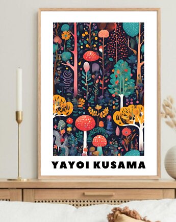 PLAKAT dekoracyjny , las Yayoi Kusama, wystawowy, kwiaty