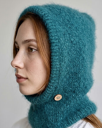 Delikatna balaclava kaptur czapka alpaka merino ręczna robota kolory