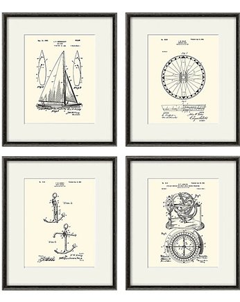 Rysunek patent żagle żeglarstwo vintage prezent