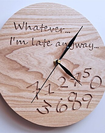Zegar z drewna dla spóźnialskich, grawer, jesion, Drewniane dodatki