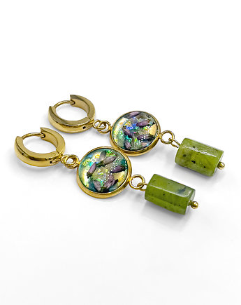 Wiszące kolczyki z wrzosami i nefrytami, Bionty