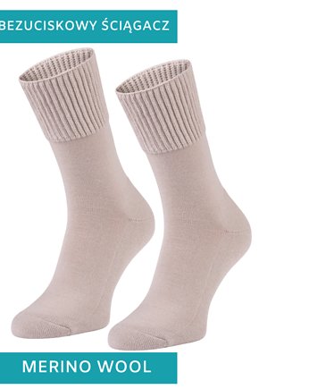 Bezuciskowe skarpety z MERINO WOOL beżowe