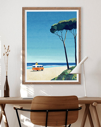 Wyprawa kamperem - plakat 50x70 cm - Nad morskim brzegiem