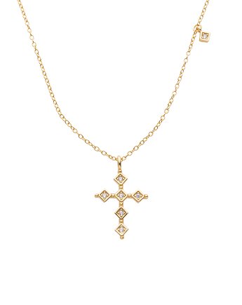Naszyjnik z krzyżykiem cyrkonie srebro 925 pozłacane, Coccola JEWELLERY