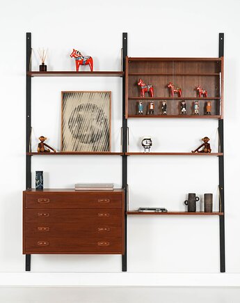 Regał tekowy PS System, duński design, lata 60, Randers M