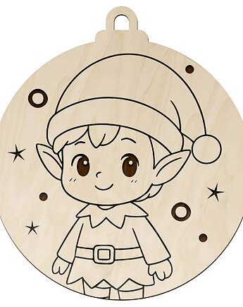 Kolorowanka Drewniana Bombka Zawieszka Ozdoba Świąteczna dla Dzieci Prezent, smxdsgn