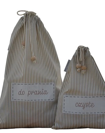 Woreczki podróżne PERSONALIZOWANE beżowe paski