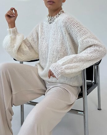 Jedwabny sweter Crafted ecru
