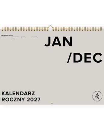 Kalendarz 2027 ADHD-friendly - ścienny, minimalistyczny, szary