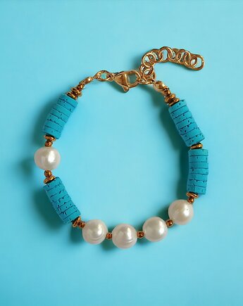 LIMITOWANA bransoletka : kolekcja summer ocean : PERŁY & LAWA turkusowa