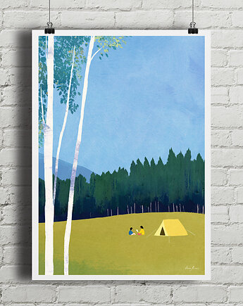 Kemping pod namiotem - plakat fine art