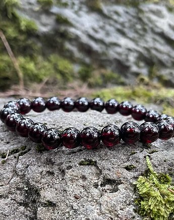 Bransoletka z kamieni granatu, kamień Granat rodolitowy 8 mm, MAYAK WorkShop
