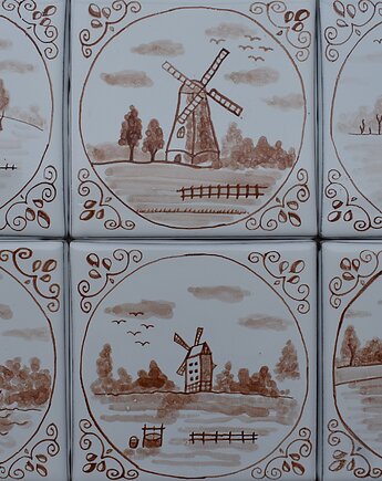 Zestaw kafle holenderskie ręcznie malowane kafle płytki delft, Kobaltowa Sroka