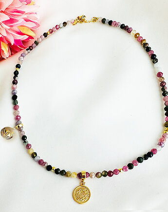 CZUŁY DOTYK- NASZYJNIK Turmalin, kolorowe kamienie, boho, Anemon Atelier