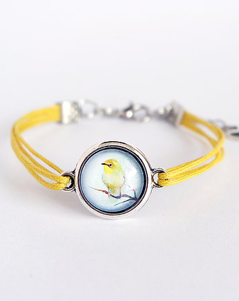 Bransoletka - Ptaszek - żółta, sznurki, yenoo