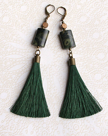 UNIKATOWE kolczyki :: jaspis kambaba, kaktusia