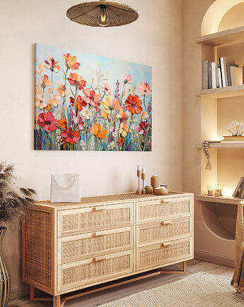 Obraz na płótnie - Kolorowe kwiaty - 100x70 cm (1-0326)