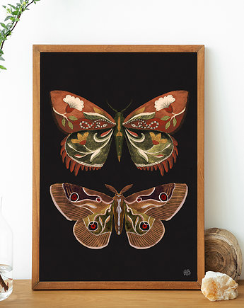 Motyle, plakat botaniczny, motyle dekoracja, boho plakat, dekoracja na ścianę