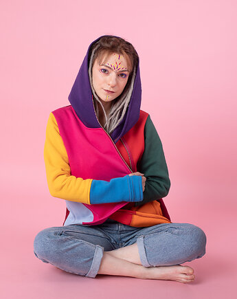 Bluza damska kolorowa, asymetryczna bluza bawełniana