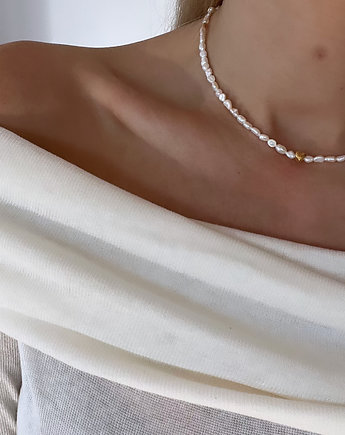 Naszyjnik z pereł naturalnych z serduszkiem - choker
